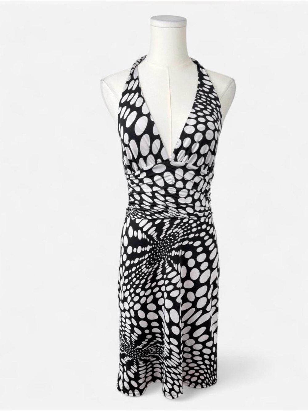 Black and White Halter Midi Dress